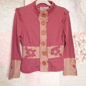 Nick & Mo | Pink Flower Button Up Jacket Blazer